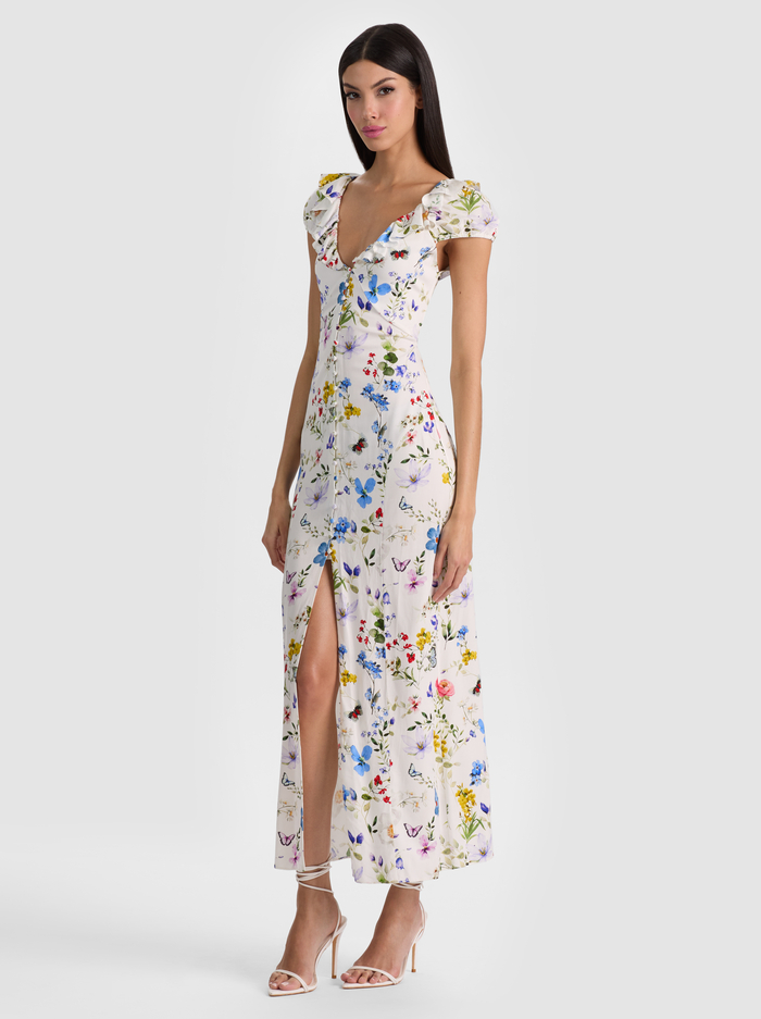 TARA SLIP DRESS - TWISTING VINES OFF WHITE image 3 - ALICE + OLIVIA