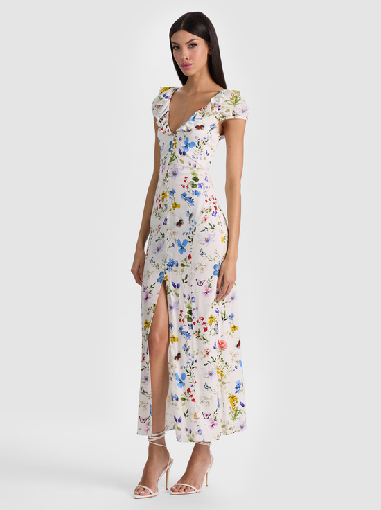 TWISTING VINES OFF WHITE-TARA SLIP DRESS