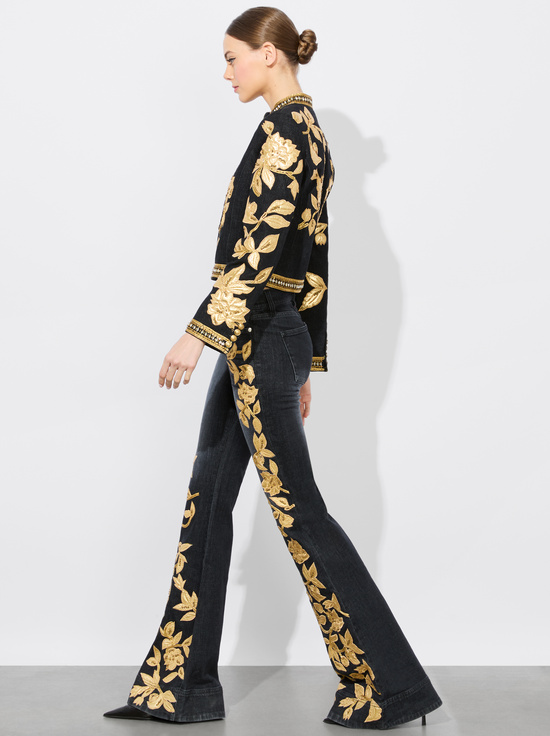 MAYA CHARCOAL BLACK/GOLD-EMERSON DENIM MILITARY JACKET