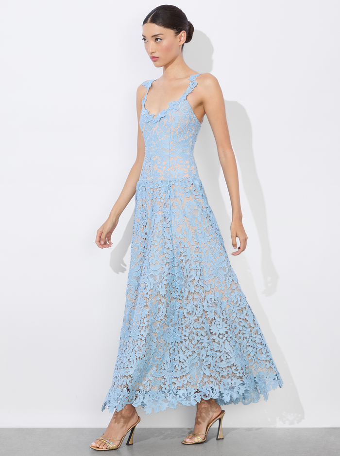 ANABELLA DROP WAIST DRESS - MINERAL BLUE image 4 - Alice And Olivia