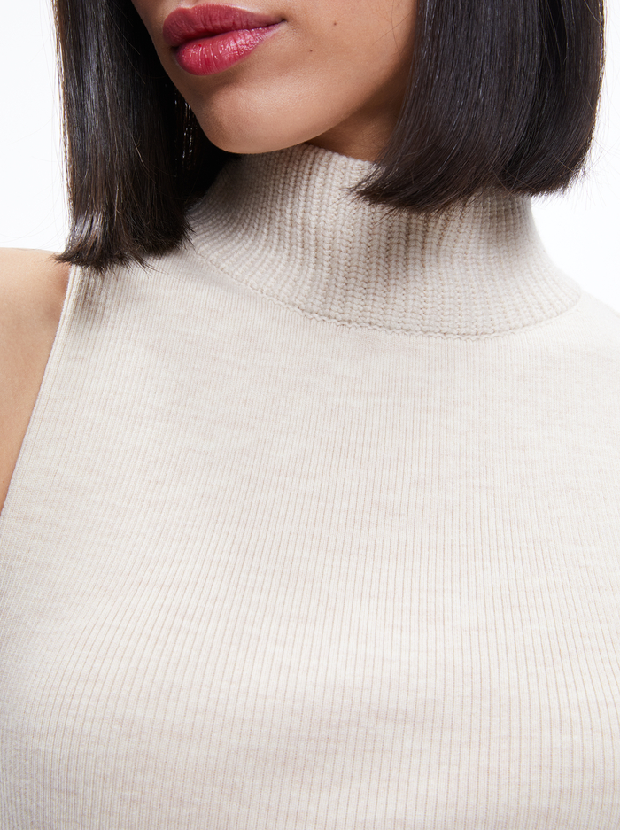 DARCEY TURTLENECK SWEATER TANK - ALMOND HEATHER image 3 - Alice And Olivia