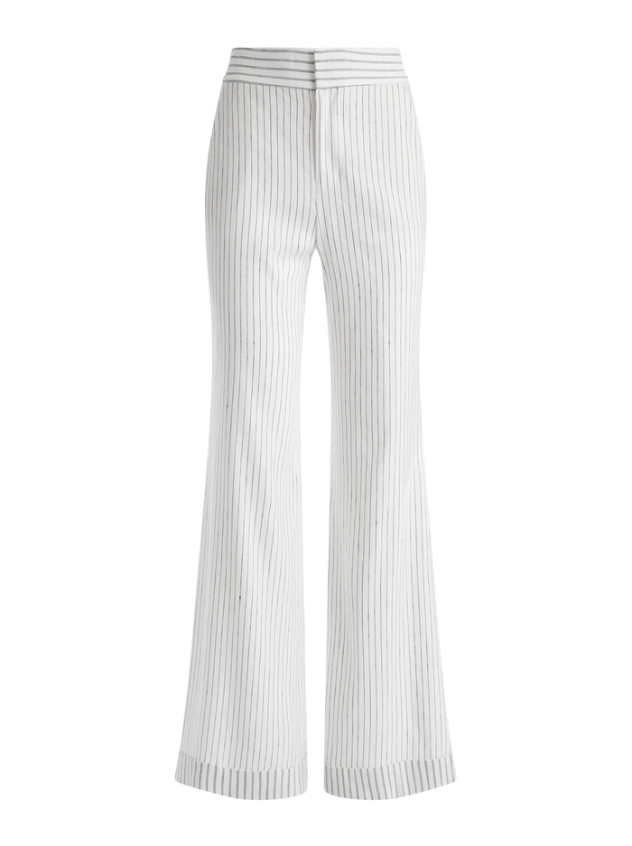 DYLAN CUFFED LINEN PANT - PINSTRIPE OFF WHITE/BLACK image 5 - Alice And Olivia