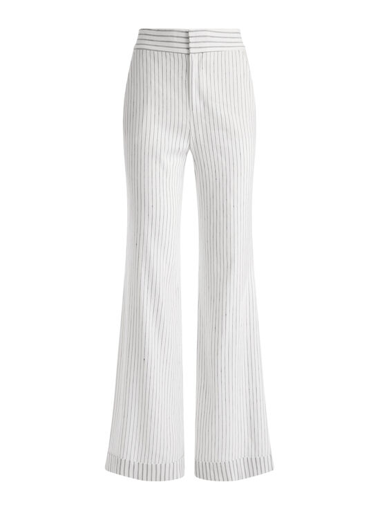 PINSTRIPE OFF WHITE/BLACK-DYLAN CUFFED LINEN PANT