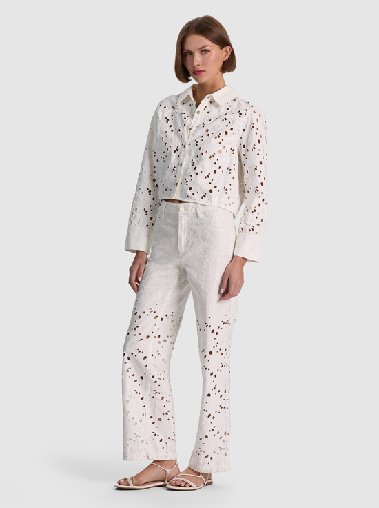 OFF WHITE-FINELY LASER-CUT DENIM BUTTON DOWN