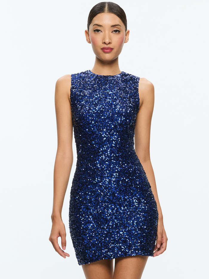 COLEY SEQUIN MINI DRESS - ROYAL image 3 - Alice And Olivia