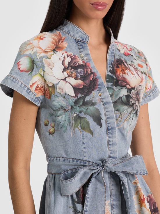 SIERRA VINTAGE/MULTI-LUCY MINI DENIM SHIRT DRESS