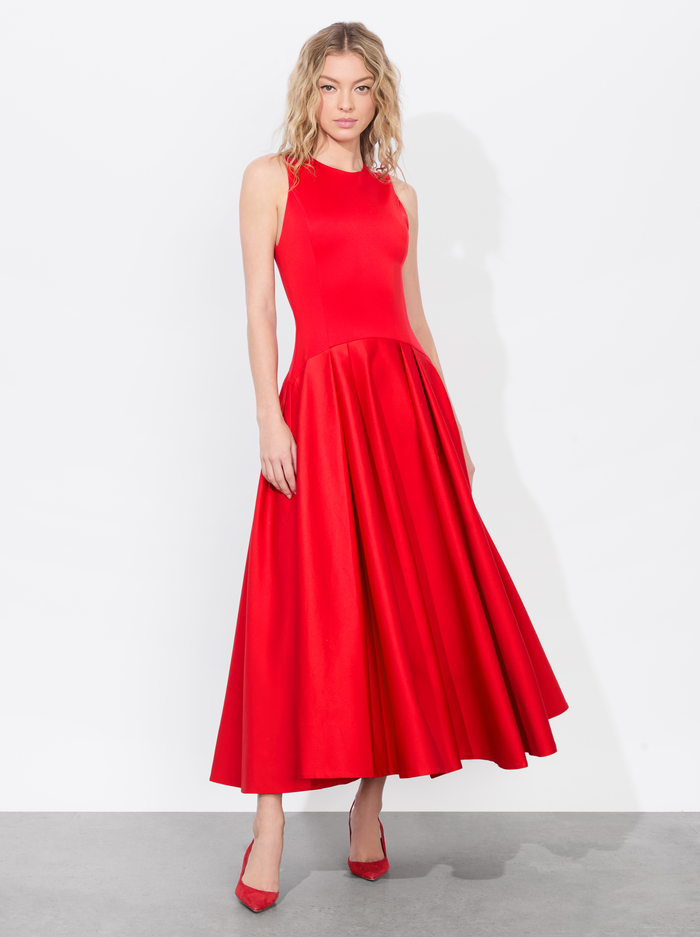 ADLEY DROP WAIST MIDI DRESS - BRIGHT RUBY image 3 - Alice And Olivia