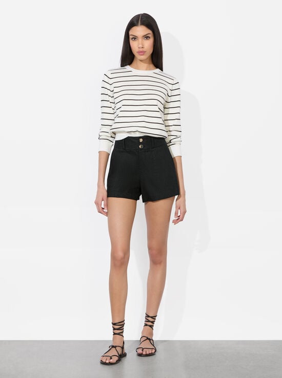 BLACK-MAME LINEN SHORT