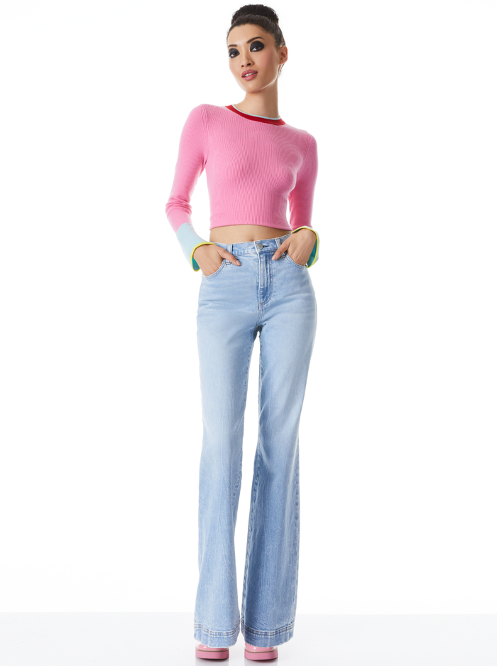 WESTI LONG SLEEVE RIBBED CREWNECK - PRIMROSE MULTI image 4 - Alice And Olivia