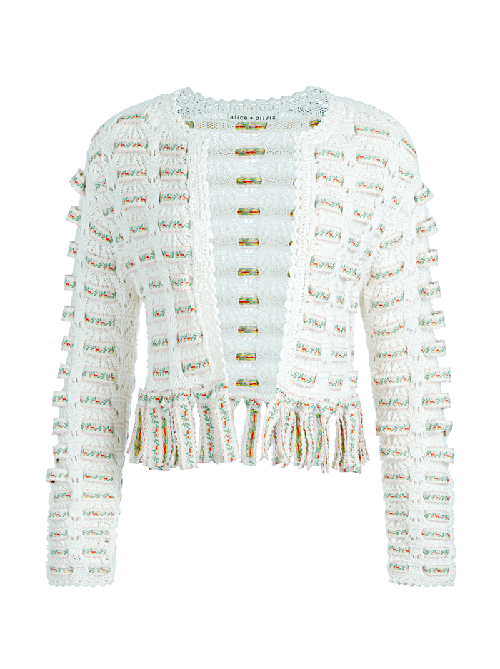 TAWNA RIBBON CARDIGAN - SOFT WHITE MULTI image 5 - Alice And Olivia