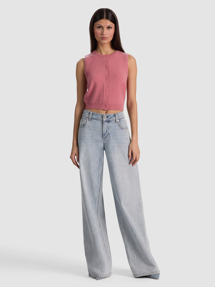 LOLY BUTTON FRONT CASHMERE VEST - DEEP ROSE image 1 - ALICE + OLIVIA