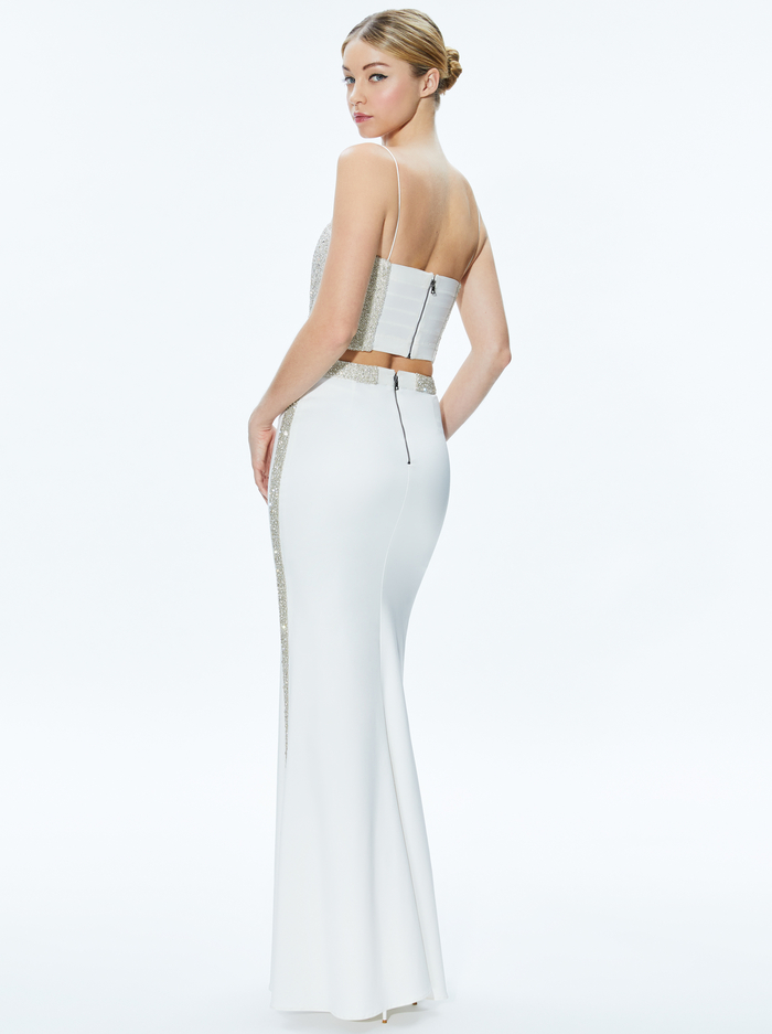 CERESI EMBELLISHED CROP TOP - OFF WHITE/CRYSTAL image 1 - Alice And Olivia