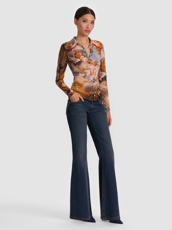 RENAISSANCE FAIR-JADE MESH BUTTON DOWN