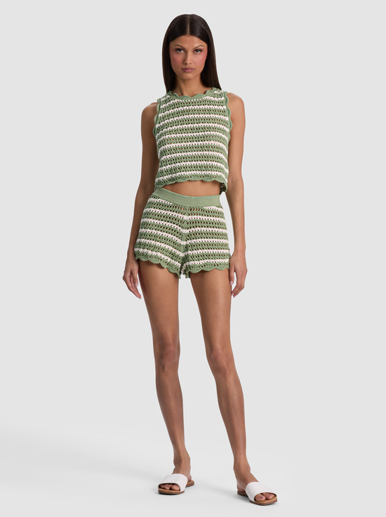 SAGE/SOFT WHITE-BOBBI CROCHET SHORT