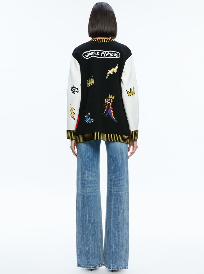 A+O X BASQUIAT BRADFORD CARDIGAN - MULTI image 1 - Alice And Olivia