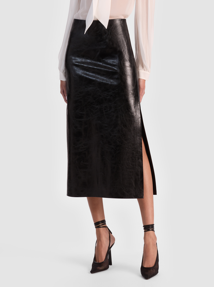MAEVE VEGAN MIDI SKIRT - BLACK - Alice And Olivia