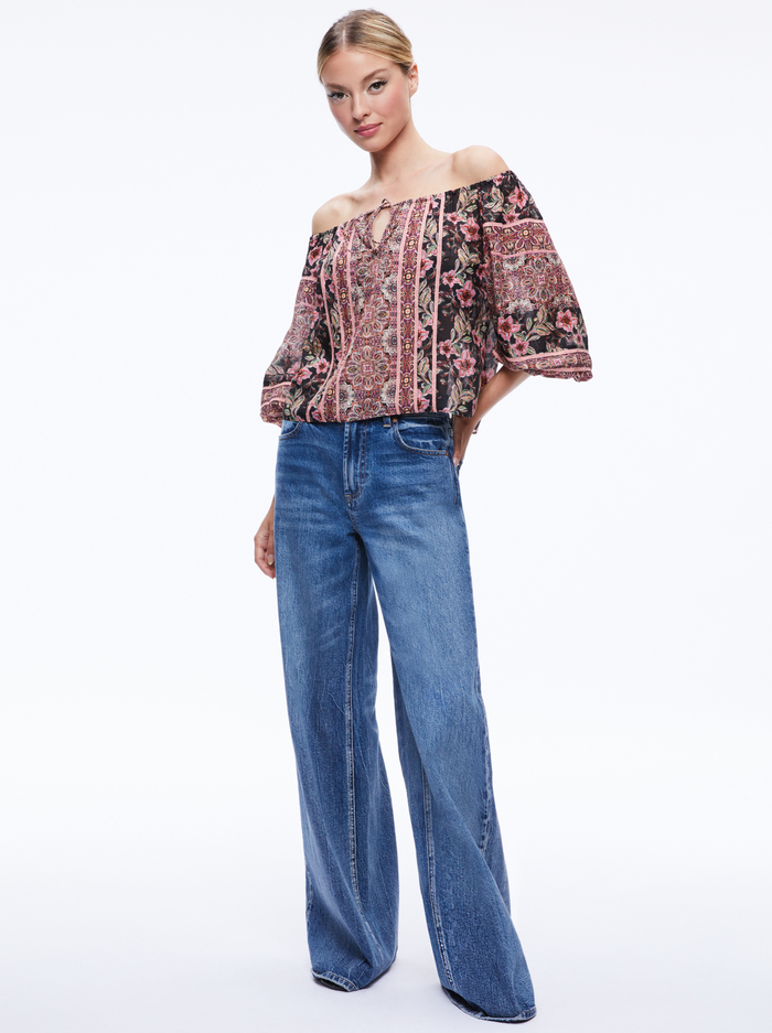 ALTA OFTHE SHLDR BLSN SLV TOP - CANOPY TILE BLACK image 2 - Alice And Olivia