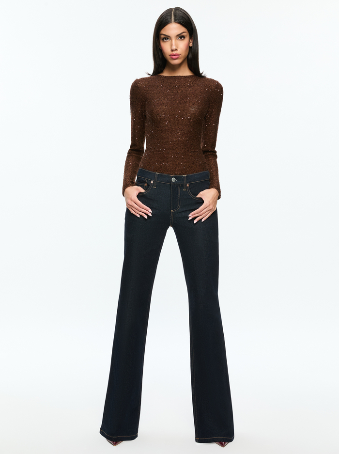 ENEIDA SEQUIN PULLOVER - ESPRESSO image 4 - Alice And Olivia