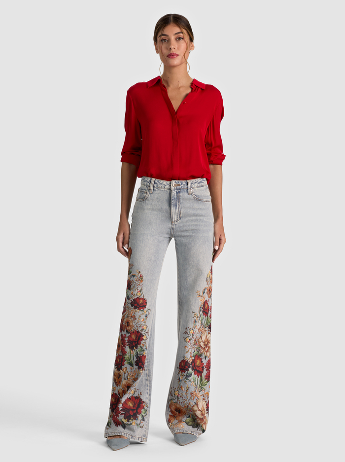 CHIC PRINTED JEAN - ROCKSTAR BLUE/FLORAL RADIANCE image 2 - ALICE + OLIVIA