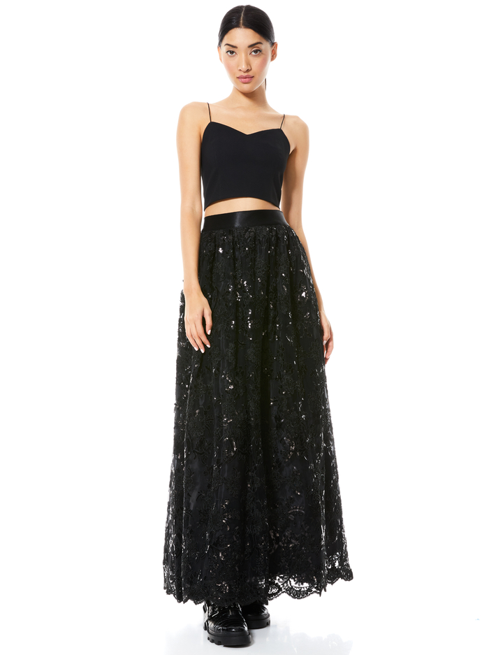 TINA LONG BALL GOWN SKIRT - BLACK image 2 - Alice And Olivia