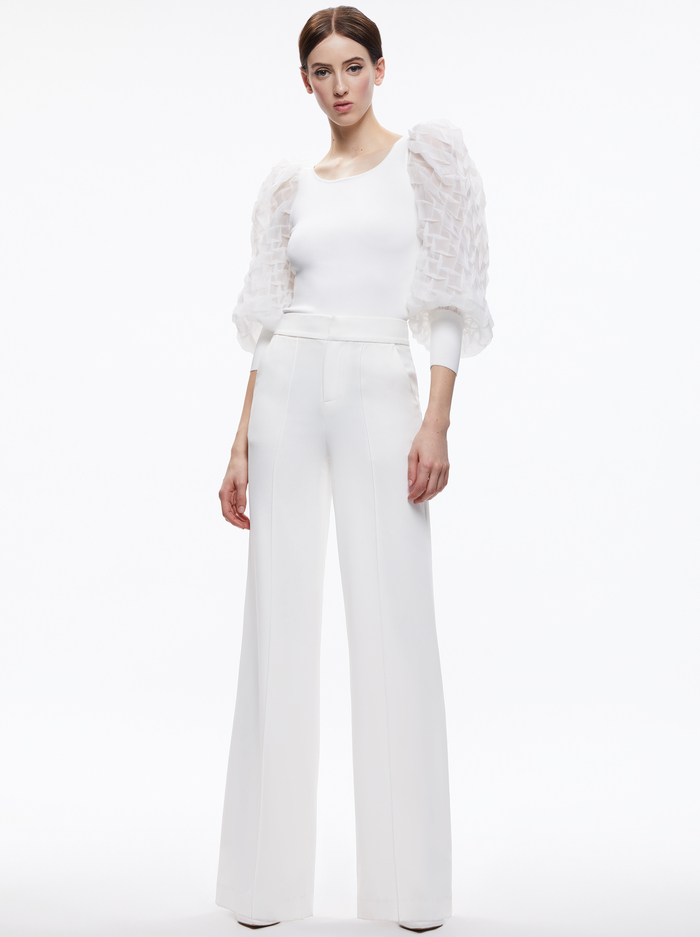 ABELLA PUFF SLEEVE SQUARE NECK SWEATER - SOFT WHITE image 2 - Alice And Olivia