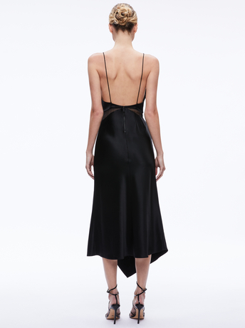 BLACK-MORIAH SHEER CUTOUT MIDI DRESS