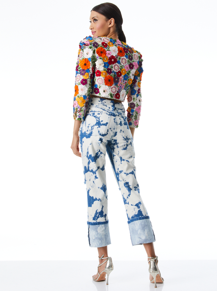 LORNA CROPPED FLORAL APPLIQUE JACKET - CREAM/MULTI image 1 - ALICE + OLIVIA