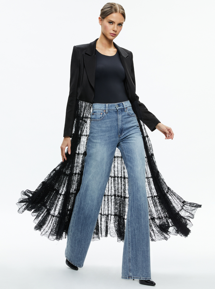 EVERLY DRAMA LACE MAXI BLAZER - BLACK - Alice And Olivia