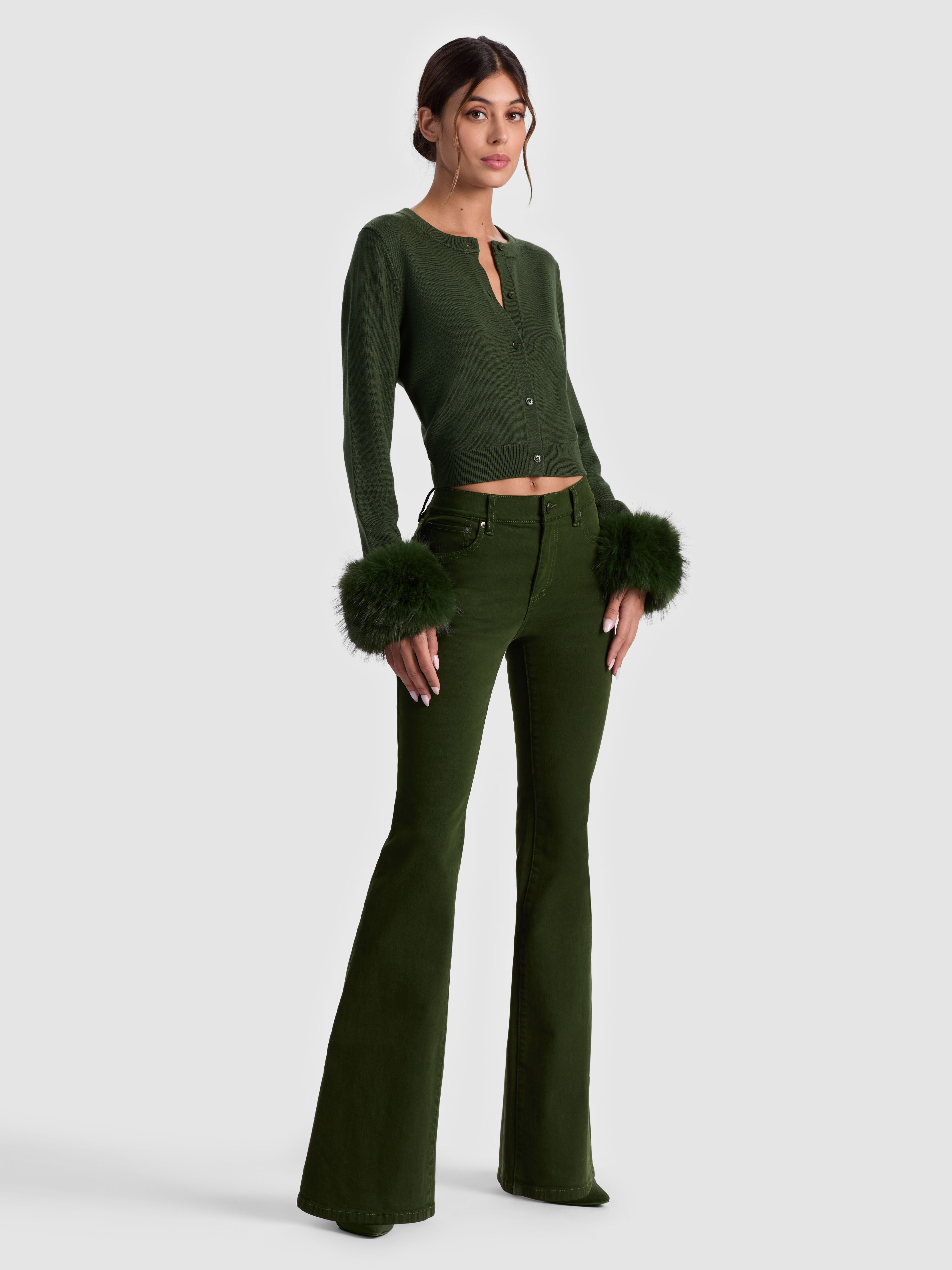 FREYA FITTED TOP in DARK OLIVE | ALICE + OLIVIA