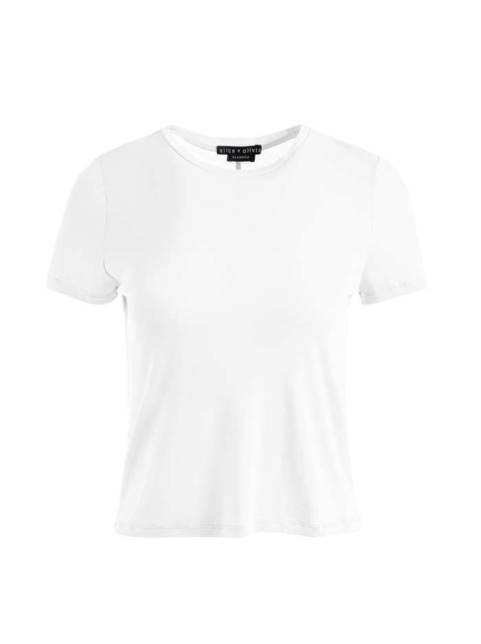 Cindy Classic Cropped Tee In White | Alice + Olivia
