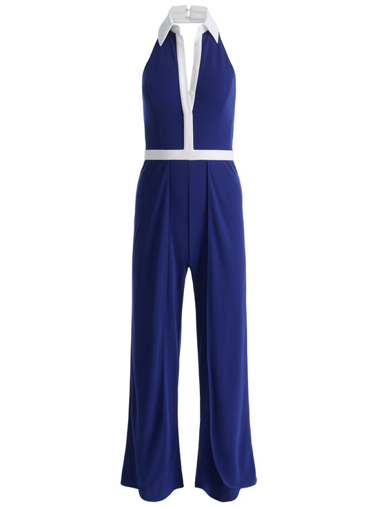 TWILIGHT BLUE-ALARA COLLARED JUMPSUIT