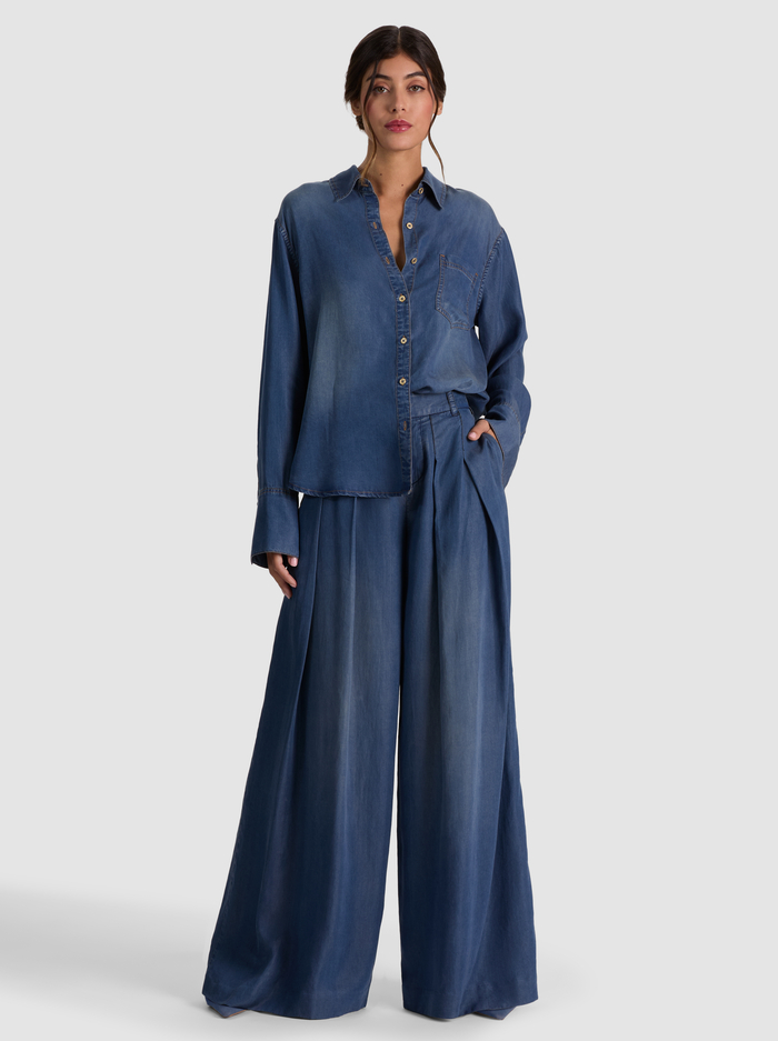 FINELY OVERSIZED DENIM BUTTON DOWN - BROOKLYN BLUE image 1 - ALICE + OLIVIA