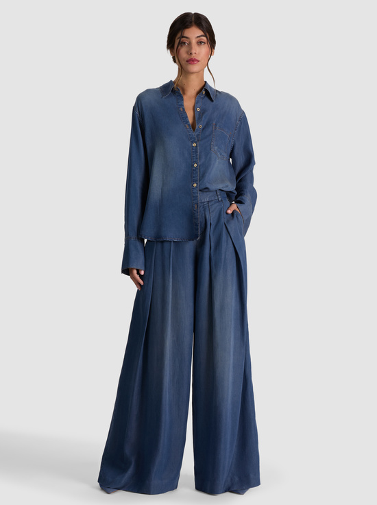 BROOKLYN BLUE-FINELY OVERSIZED DENIM BUTTON DOWN