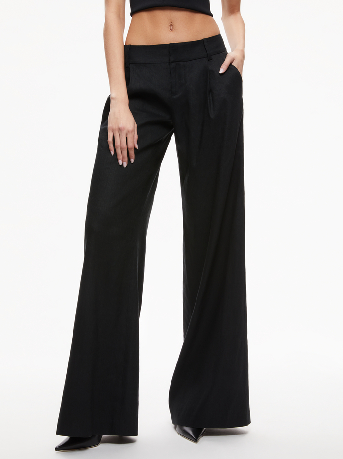 ERIC LOW RISE LINEN TROUSER - BLACK - Alice And Olivia