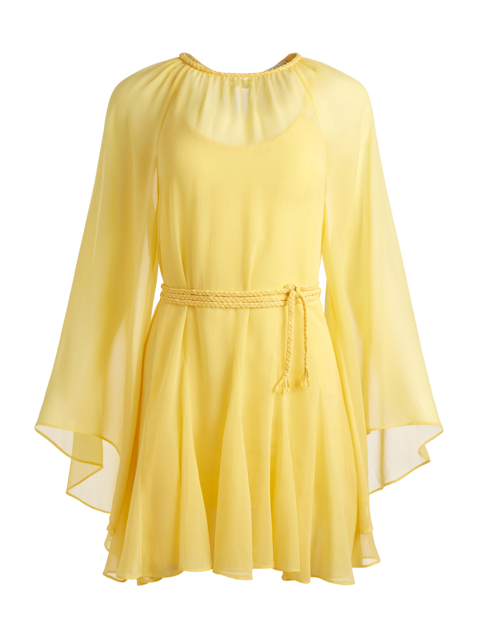 GITANA MINI DRESS WITH TIE BELT - LEMON MERINGUE image 5 - Alice And Olivia