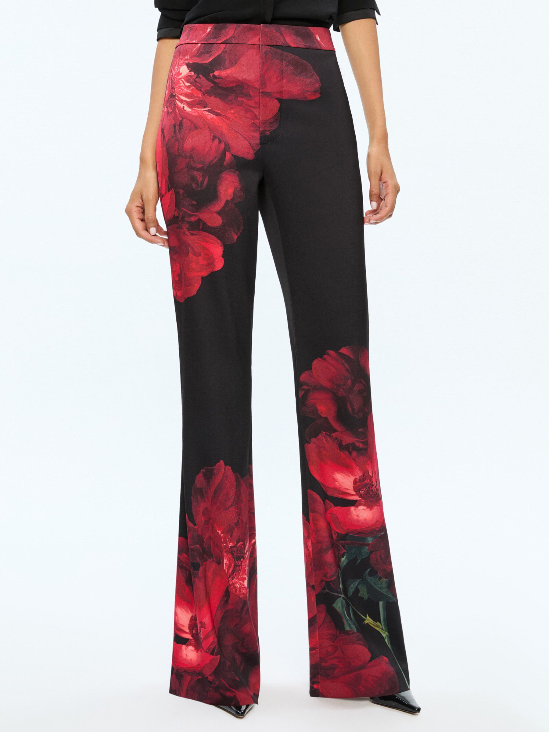 RONNIE TROUSER in PEONY PETALS BRIGHT RUBY | ALICE + OLIVIA