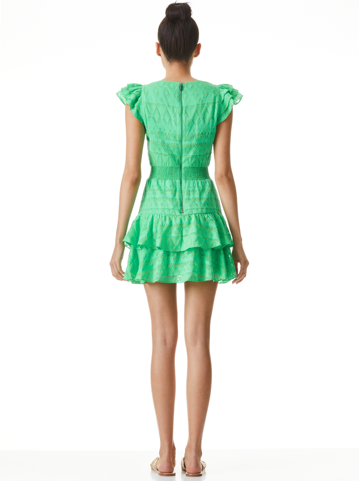 MARKITA RUFFLE SKIRT MINI DRESS - JADE image 1 - Alice And Olivia