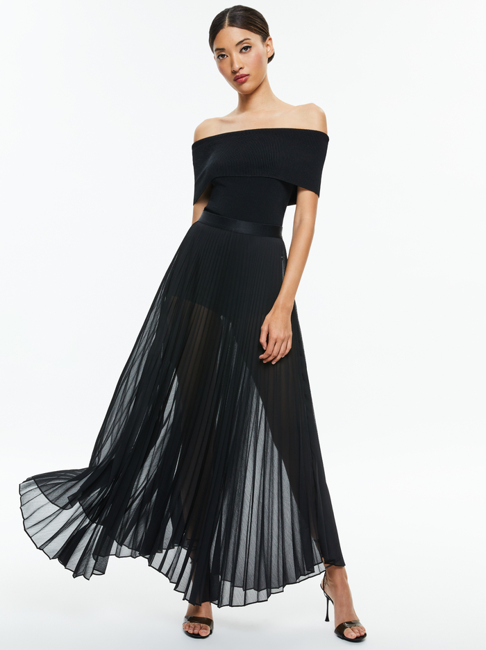 KATZ PLEATED MAXI SKIRT - BLACK image 4 - Alice And Olivia