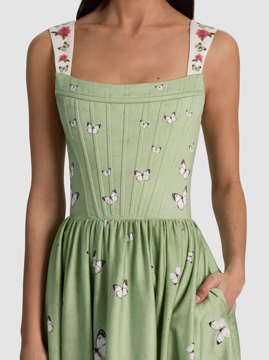 DRIFT LIGHT SAGE-GUINEVERE BUSTIER MAXI DRESS