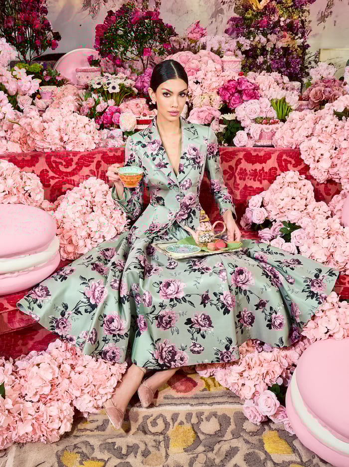 IANA SCULPTED BLAZER - SAGE MULTI image 6 - Alice And Olivia
