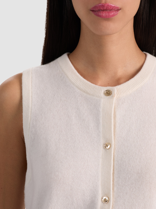 ECRU-LOLY BUTTON FRONT CASHMERE VEST
