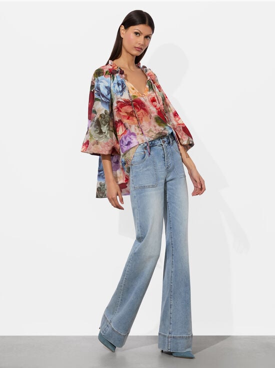 STORM FLORAL SM-NORAH PEASANT BLOUSE