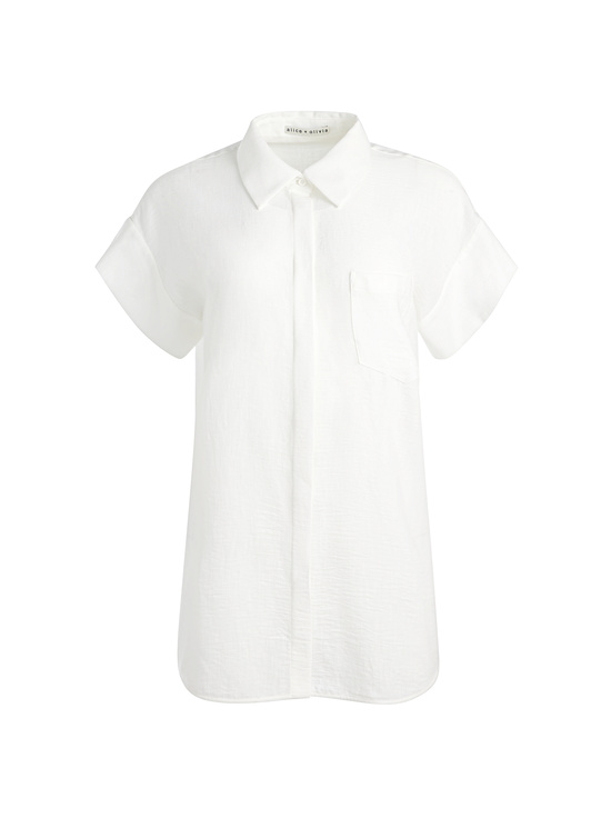 OFF WHITE-FINELY SHORT SLEEVE BUTTON DOWN