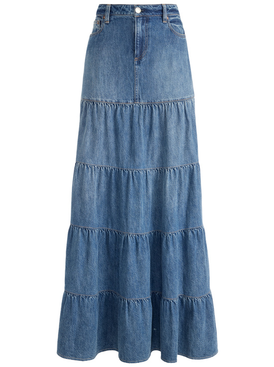 LIANA VINTAGE BLUE-MINDY TIERED MAXI SKIRT