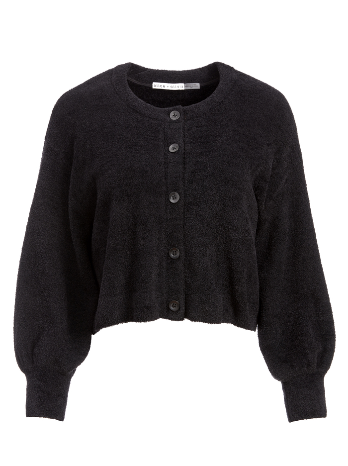 SYLVIE FUZZY CROPPED CARDIGAN - BLACK image 5 - Alice And Olivia