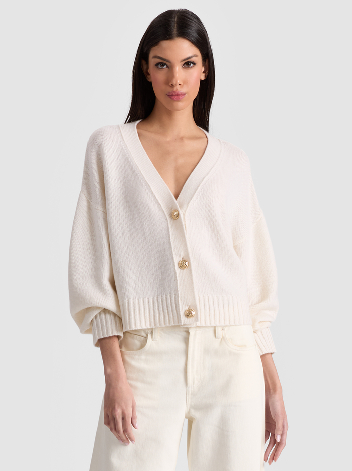 ATTICUS CROPPED CARDIGAN - ECRU - Alice And Olivia