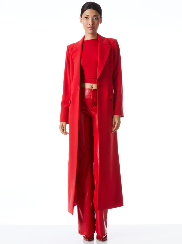 THEO NOTCH COLLAR COAT - PERFECT RUBY - Alice And Olivia
