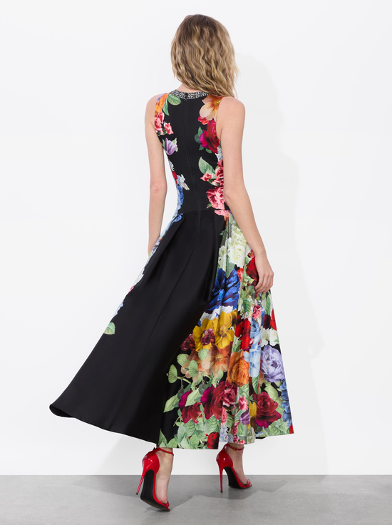 GARDEN BRUNCH BLACK-ADLEY DROP WAIST MIDI DRESS