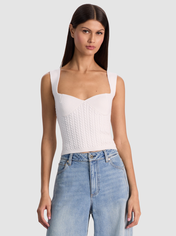 ADRIANNA KNIT CORSET - SOFT WHITE - Alice And Olivia