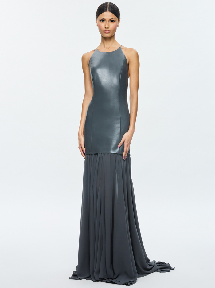 HIROKO OPEN BACK GOWN - CHARCOAL - Alice And Olivia